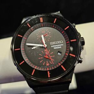 Seiko Chrono SNDD61 Black and Red Quartz